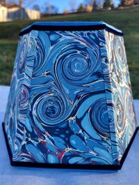 Marbled Paper Lampshade Blue
