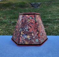 Small Marbled Paper Lampshade Hexagon Brown Rust