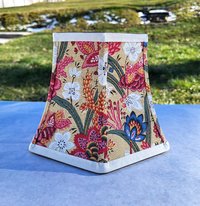 Small Floral Lampshade, Teal Pink Red French Fabric
