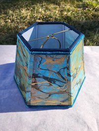 Small Marbled Paper Lampshade Turquoise Gold Black
