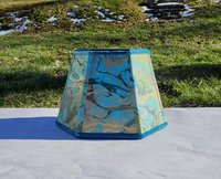 Small Marbled Paper Lampshade Turquoise Gold Black
