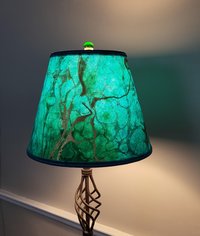 Marbled Paper Lampshade Turquoise Green Gold Black