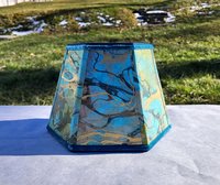 Small Marbled Paper Lampshade Turquoise Gold Black