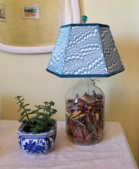 Marbled Paper Lampshade Teal Blue White