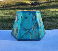 Small Marbled Paper Lampshade Green Blue Gold Black
