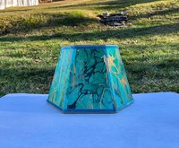 Small Marbled Paper Lampshade Green Blue Gold Black