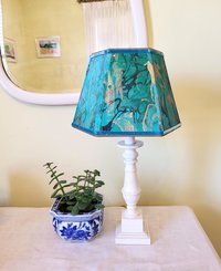 Small Marbled Paper Lampshade Green Blue Gold Black
