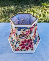 Small Floral Lampshade, Teal Pink Red French Fabric