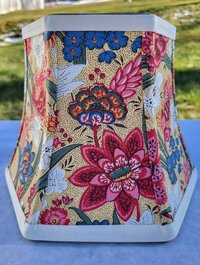 Small Floral Lampshade, Teal Pink Red French Fabric