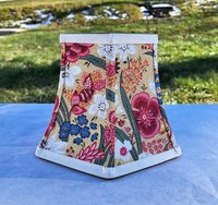 Small Floral Lampshade, Teal Pink Red French Fabric