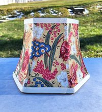 Small Floral Lampshade, Teal Pink Red French Fabric