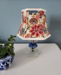 Small Floral Lampshade, Teal Pink Red French Fabric