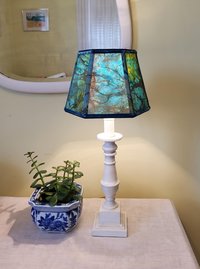 Small Marbled Paper Lampshade Turquoise Gold Black