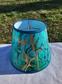 Marbled Paper Lampshade Turquoise Green Gold Black