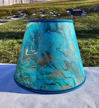 Marbled Paper Lampshade Turquoise Green Gold Black