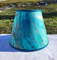 Marbled Paper Lampshade Turquoise Green Gold Black