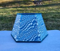 Marbled Paper Lampshade Teal Blue White