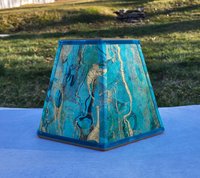 Small Marbled Paper Lampshade Green Blue Gold Black