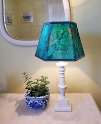 Small Marbled Paper Lampshade Green Blue Gold Black