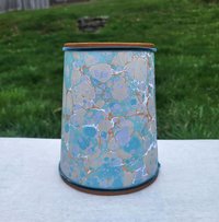 Pair Sea Foam Green Gold Marbled Paper Sconce Lampshades Candle Bulb