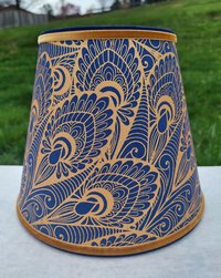Blue Gold Paper Lampshade Clip On Table Lamp