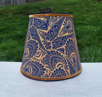Blue Gold Paper Lampshade Clip On Table Lamp