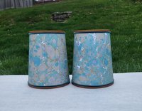 Pair Sea Foam Green Gold Marbled Paper Sconce Lampshades Candle Bulb