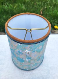Pair Sea Foam Green Gold Marbled Paper Sconce Lampshades Candle Bulb