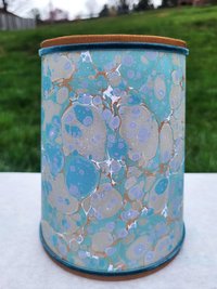Pair Sea Foam Green Gold Marbled Paper Sconce Lampshades Candle Bulb