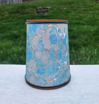 Pair Sea Foam Green Gold Marbled Paper Sconce Lampshades Candle Bulb
