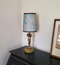 Pair Sea Foam Green Gold Marbled Paper Sconce Lampshades Candle Bulb