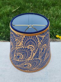 Blue Gold Paper Lampshade Clip On Table Lamp