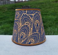 Blue Gold Paper Lampshade Clip On Table Lamp