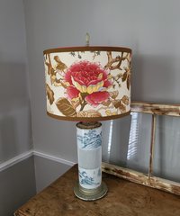 Floral Lampshade Linen Drum Lamp Shade