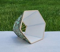 Marbled Paper Lampshade Greens, Aqua, Beige Hexagon