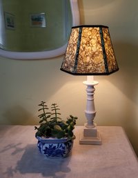 Marbled Paper Lampshade Greens, Aqua, Beige Hexagon