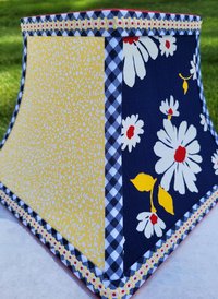 Navy Blue Yellow Red Floral Lamp Shade, Square Bell Lampshade