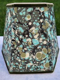 Marbled Paper Lampshade Greens, Aqua, Beige Hexagon