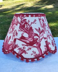 Bird Floral Red Cream Scallop Lampshade