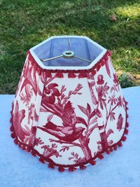 Bird Floral Red Cream Scallop Lampshade