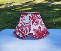 Bird Floral Red Cream Scallop Lampshade