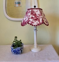 Bird Floral Red Cream Scallop Lampshade