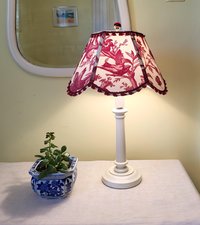 Bird Floral Red Cream Scallop Lampshade