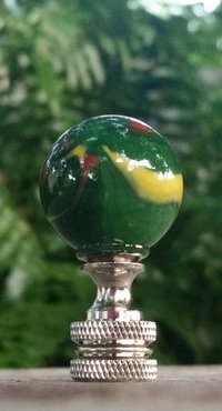 Green Lamp Finial, Red Yellow Swirls