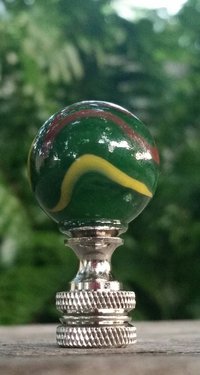 Green Lamp Finial, Red Yellow Swirls