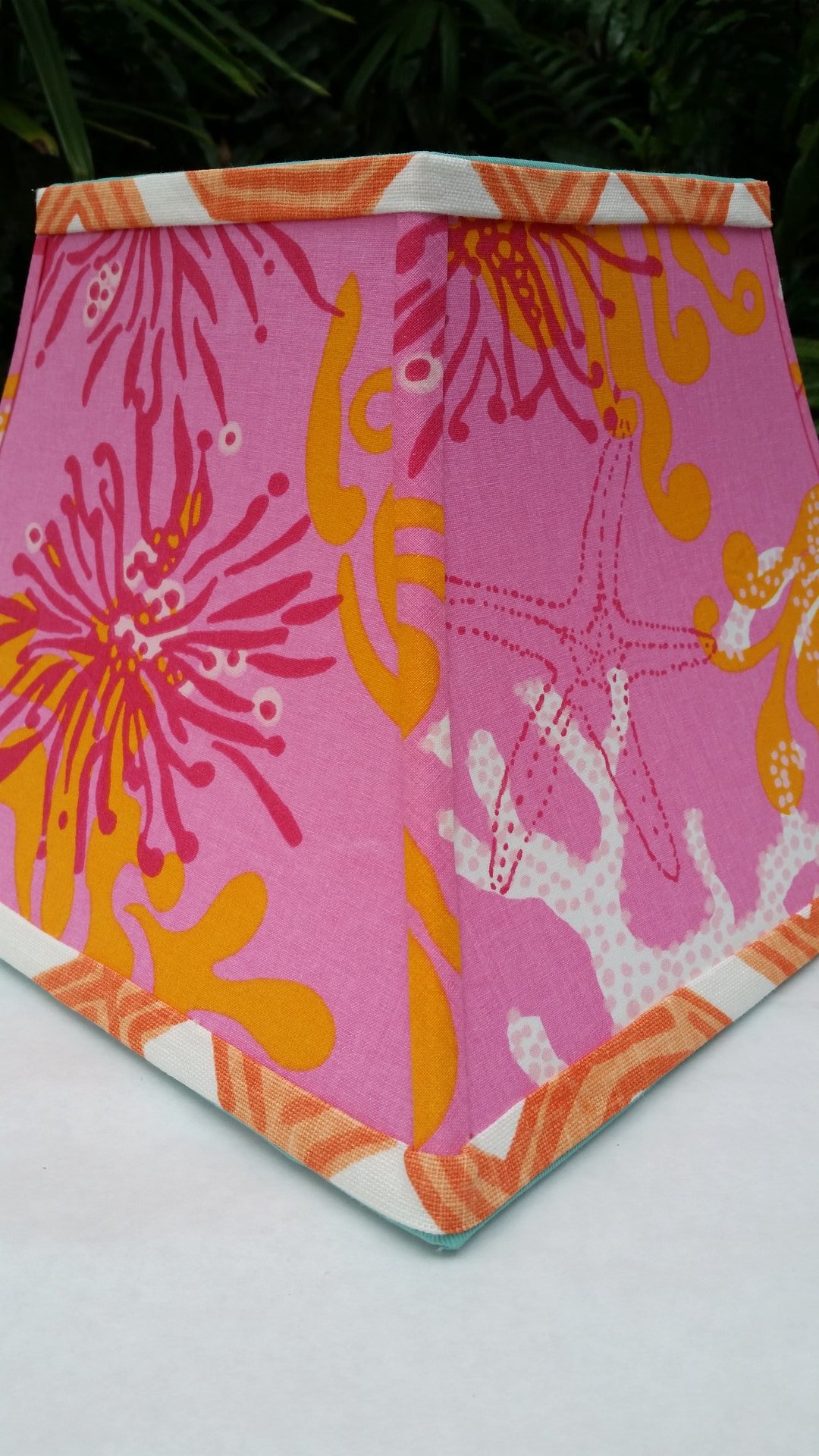 Hot Pink Lilly Pulitzer Fabric Lampshade, Square Bell Lamp Shade