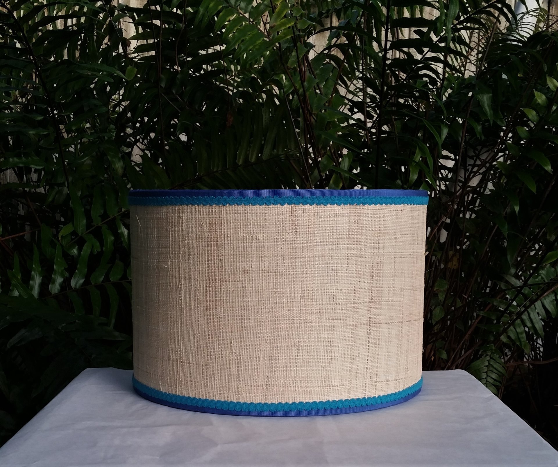 Raffia Cloth Lampshade, Lilly Cha Cha Fabric Lined