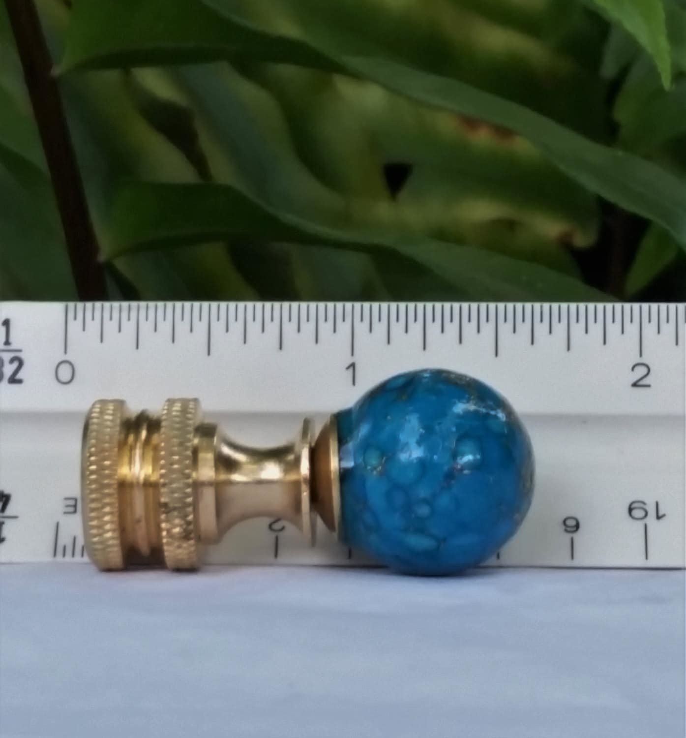 Small Turquoise Lamp Finial, Gold Accents