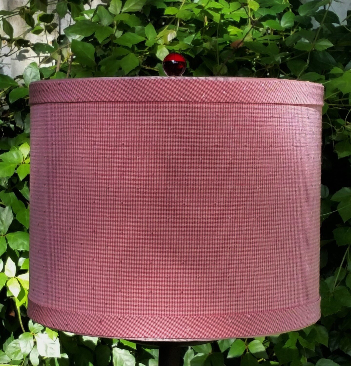 Red Lamp Shade, Check Drum Lampshade