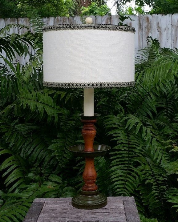 Vintage Spindle Lamp,  New Lampshade